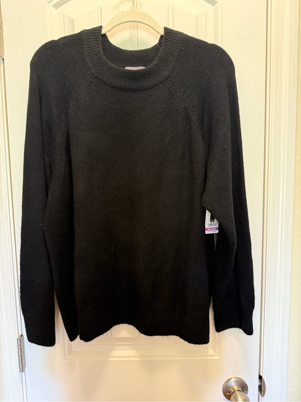 Vince Camuto Black Ribbed Crewneck Sweater